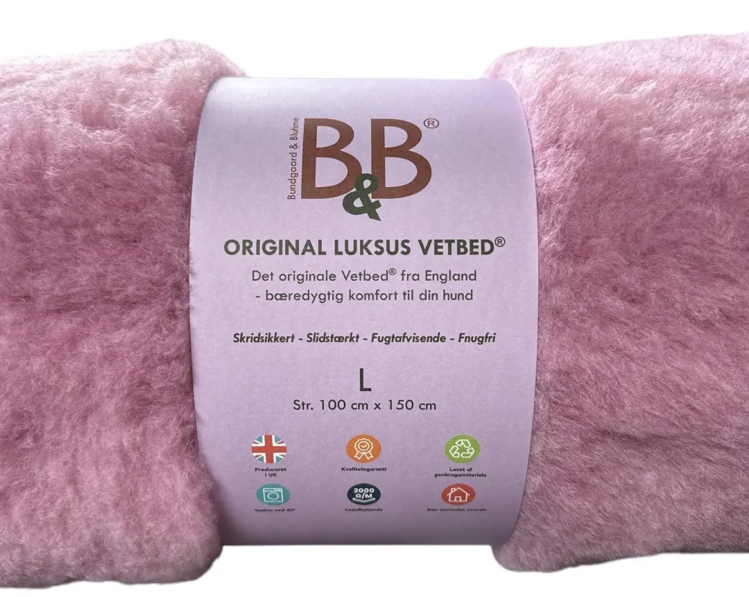 B&B Økologisk Hundeshampoo Vetbed Original rosa large 100x150 cm til hund - luksus hvile med plads
