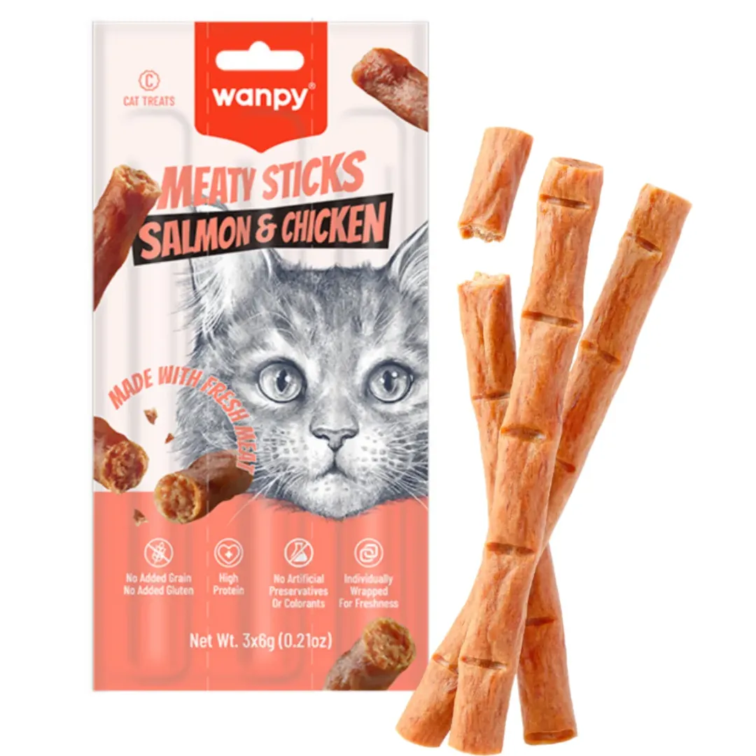 Wanpy Kat Meaty Sticks med Laks og Kylling 3 x 6 g