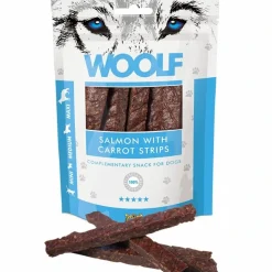 Woolf HundeSnacks og Kattesnack Woolf Hunde- og Kattesnack Laks med Gulerod Strimler