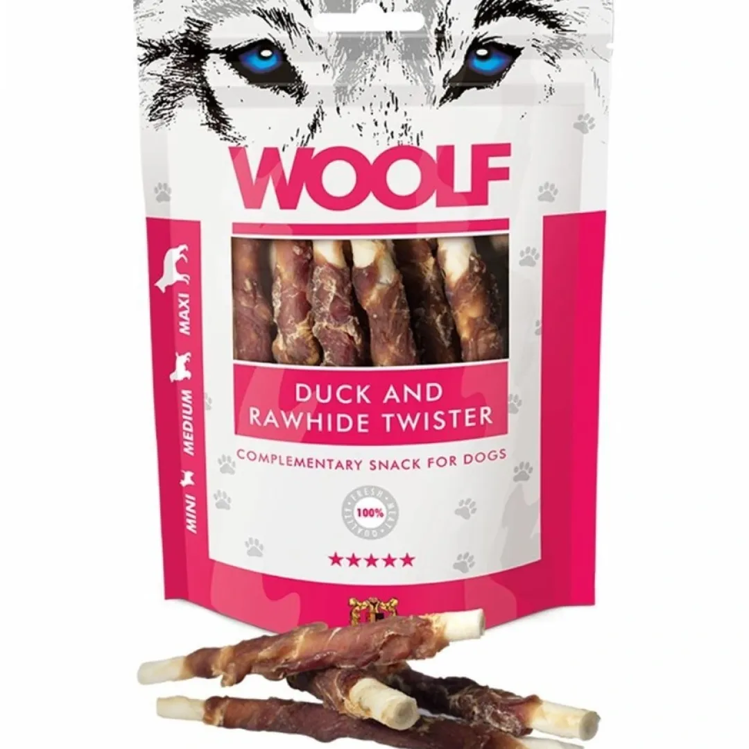 Woolf HundeSnacks og Kattesnack Woolf Hundesnack And og Oksehud Twister