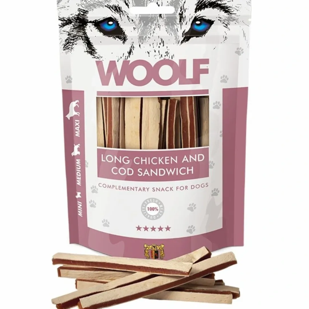 Woolf HundeSnacks og Kattesnack Woolf Hundesnack Kylling og Torsk Lang Sandwich