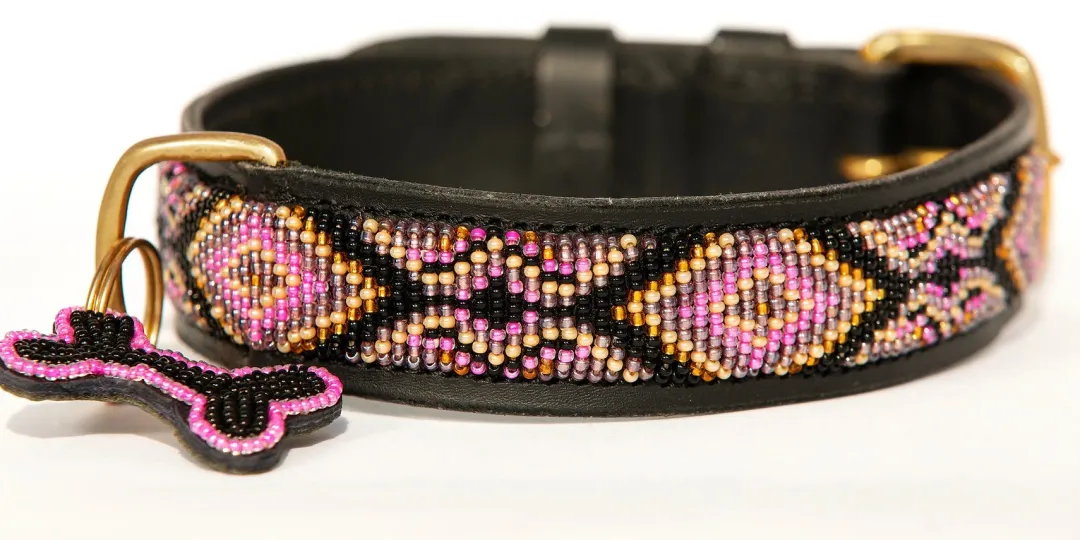 Zinj Hundehalsbånd Zinj Ombima halsbånd Medium Pink - håndlavet hundehalsbånd